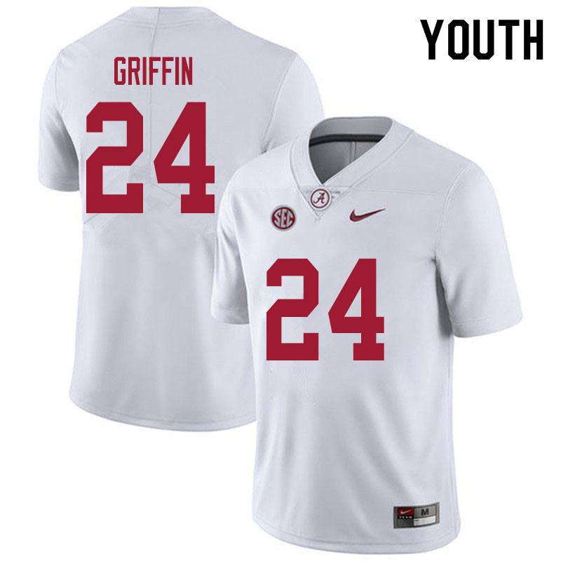 Youth #24 Clark Griffin Alabama White Tide College Football Jerseys Sale-White